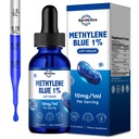 Methylene Blue Drops, Blue Methylene Pharmaceutical Grade for Humans, Brain Health Liquid Supplement with PQQ, CoQ10, Vitamin C, Black Pepper Extract for Cognitive Support, USP Grade 1%, 2 Fl Oz