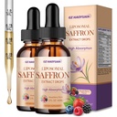 Liposomal Saffron Supplements, 89 mg Saffron Extract Liquid Drops with Ashwagandha, Turmeric, Vitamin A & D3 for Antioxidant, Immune, Mood, Energy, Focus & Sleep, Mixed Berry Flavor 4 Fl Oz