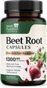 Organic Beetroot Powder 1300mg per Serving Capsules - Extra Strength Red Beetroot Supplement – Supports Nitric Oxide Production, Heart Health & Athletic Performance, Beetroot Superfood – 60 Capsules