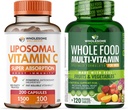 健康 Liposomal 维生素 C 卡普苏莱斯(200 Pills 1500mg 缓冲剂) 高吸附剂 + 食物 男性多维他命 - 天然多维他命,矿物质,有机提取器