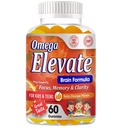 Omega 3 Focus Gummies for Kids & Teens– Kids Omega 3 Gummies Brain Vitamins for Kids Focus & Attention – Vegan DHA Brain Support Gummies – Orange Flavor 60 Gummies