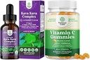 卡瓦卡瓦液滴补充剂,配有平衡摩德卡瓦活性酮和成人可食用维生素CGummys-Ascorbic酸 天然免疫促进剂和天然冷药