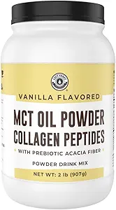 32oz 香草 Keto MCT 粉末 + Collagen + Prebiotic Acacia 纤维. MCT Creamer. CCT 椰子油粉. MCT 柯拉根粉 草药 完美为Keto, 0 Net Carb, Stevia, Erythritol