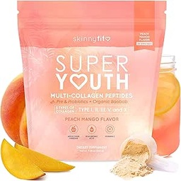 SkinnyFit - 女性的超级青春柯拉根 - 多科拉根 Peptides Powder - 亲生素,纤维,Hyaluronic Acid - 非转基因生物,Gluten Free,Sugar Free - Beauty & Self Care - Peach Mango (28名服务员)