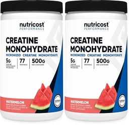 Nutricost Creatine Monohydrate Powder (Watermelon, 500 Gram) - Micronized Creatine Supplement - Vegan, Non-GMO, Gluten Free (Pack of 2)