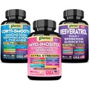 Cortisol & Myo-Inositol + Resveratrol – Cortisol Balance, Hormonal Support & Mood Aid with Ashwagandha, L-Theanine, D-Chiro Inositol, NAD+, Berberine & Antioxidant-Rich Resveratrol Complex