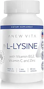 L-Lysine 补充维生素B12 + C + 锌,用于利普、口腔和口腔组织健康 -- -- 加强健康支持 -- -- 非GMO、无葡萄糖 -- -- 在美国制造 -- -- 60个蔬菜罐头,500毫克