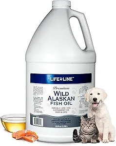生活线 宠物营养 野生阿拉斯加鱼油 狗和猫 128oz – Omega 3 鱼油 皮和皮,脑,眼和心脏健康补充品