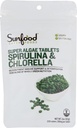 Sunfood Chlorella Spirulina 片剂 - Spirulina 和 氯草药丸,绿色藻类补充剂 富含氯,破碎的细胞壁, Vegan - 2 oz Bag