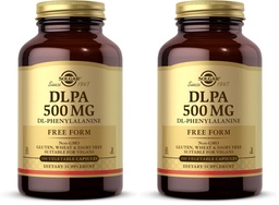 Solgar DLPA 500 mg, 100 Vegetable Capsules - Free Form DL-Phenylalanine - Supports Central Nervous System - Vegan, Gluten Free, Dairy Free, Kosher - 100 Servings (Pack of 2)