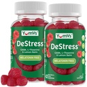 YumV's De-Stress Gummies with GABA, L-Theanine and Lemon Balm - Mixed Berry Flavor - Calming Gummies for Adults and Teens - Gluten Free Non-GMO Vegetarian Mood Support (42 Count (Pack of 2))