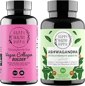 健康快乐 Hippi 有机体 Ashwagandha Capsules & Vegan Colagen 构建器
