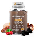 Road Trip Mushroom Gummies for Adults Supplement 120x pcs 10-in-1 Mushroom Complex Gummies for Focus and Energy Boost - Lions Mane Supplement - Nootropic Superfood 2 Months Supply