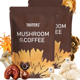 Mushroom Coffee | Enhanced Focus, Boosted Immunity, Improved Energy | 6 Adaptogenic Mushrooms: Cordyceps, Reishi, King Trumpet, Shiitake, Lion's Mane & Turkey Tail | 2 Pack