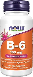 食品补充品,维生素B-6(丙二醇)100毫克,心血管健康*,100Veg Capsules