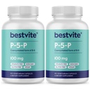 BESTVITE P-5-P 100mg(240个植物卡普尔) (120 x 2)(B-6的共化形式) - 无 Stearates - Vegan - 非 GMO - Gluten Free
