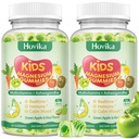 2 Pack Center-Filled Magnesium Glycinate Gummies for Kids - Magnesium Supplement Gummes with L-Theanine, Chamomile & Multivitamins for Sleep, Calm & Focus, Melatonin-Free - Green Apple & Kiwi, 60 CT