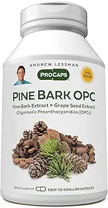 ANTREW Lessman Pine Bark OPC 抗氧化剂提取 30 Capsules - 支持将大坝自由射线、Proanthocyanidins、强抗氧化剂、无添加剂中和的组织和器官系统