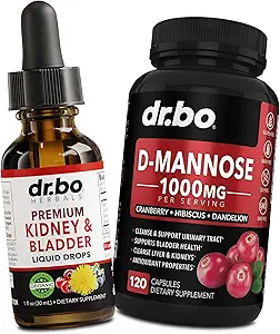 肾支持补充与D Mannose - 有机肾浆补充与自然D-Mannose 500mg Capsules - Cranberry Renal Cleanse Detox Flush & Urinary Tract Cleanse 健康补充