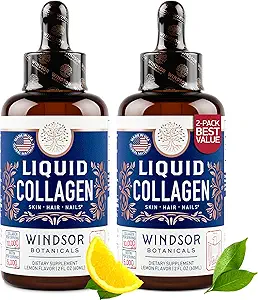 液态Collagen与Ashwagandha和L-Theanine - 高吸收10万mcg水解Collagen Peptides液态滴 - 头发,皮肤,钉子健康 - Mood,能量水平支持 - 2oz,60 services.