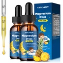 2PCS Magnesium Drops - Magnesium Glycinate Liquid Drops for Kids - Calm, Sleep, Relaxation, Bones, Brain Support with Vitamin B6, C, D3, Omega-3, L-Theanine, Zinc, Multivitamins - Pineapple Flavor