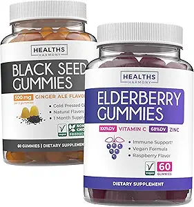 黑籽油古梅和长老莓古梅(1-月供应) Immune Boost Bites Bundles - 黑籽油古梅 姜汁 Ale Flavor 冷皮 Nigella Sativa & 长老莓古梅 成人
