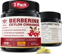Berberine Supplement 1500mg 配色:锡兰锡桂、Bitter Melon、香蕉叶和植物提取用于免疫支持和身体管理,10in-1配色:Berberine HCL、Non-GMO、240 Veggie Capsules