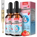 2 Pack Kids Magnesium Liquid Drops - Liquid Magnesium Glycinate for Kids, Citrate Supplement with L-theanine, Omega-3, Vitamin B12, D3 for Sleep, Calm, Relaxation, Brain, Bones, Strawberry 4 Fl Oz