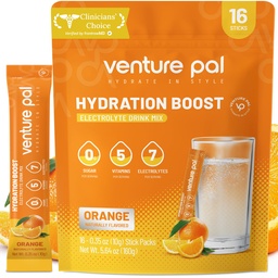 Venture Pal Free Electrolyte Power Packets - 液态日报IV 快速水分和党回收的饮料混合 → 5 Vitamins & 7 Electrolytes → Keto Friendly → Kent-GMO → 认证 Vegan → 16棒