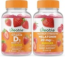 活生生的维生素D5000 IU + Melatonin 20mg, Gummys Bundle - 大品尝,维生素补充,Gluten Free, GMO Free, Chewwable Gummy