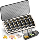 Weekly Pill Organizer 3 Times a Day, GloDeals Large Travel Pill Box 7 Day, Am Pm Three Daily Pill Case with Removable Medicine Container, Pill Holder for Vitamin, Supplement, Fish Oil, Black