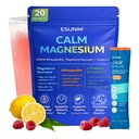 ESUNM Calm Magnesium Drink Mix Packets, Magnesium Glycinate with KSM-66 Ashwagandha, L-Theanine, GABA, Saffron & Vitamin D3, Relaxation, Mood & Sleep Support, Raspberry Lemonade, 20 Stick Packs