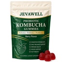Jevawell Kombucha Gummies, Probiotic Digestive Health Supplement with, Organic Prebiotics, for Gut Health, Immune Boost, and Natural Energy – Vegan, Non-GMO, Gluten-Free, 60 Gummies
