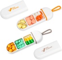 Toplive 2 Pack 旅行药丸组织者,便携式药丸容器迷你每日药丸组织者,小药丸案例旅行药剂组织者 口袋维生素补充鱼油盒,白橙白灰