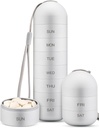 Zannaki Metal Moisture Profect Weekly Pill Organizationer, 可堆叠铝合金 BPA 自由旅行 徒步 7日 Pill Box 案例 防水和大比较 持有 Pills,维生素,鱼油, 补充品