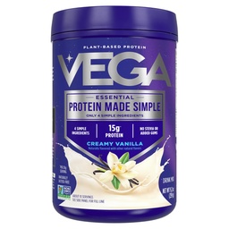 Vega蛋白质制作简单蛋白粉,香草 - Stevia Free, Vegan,植物基,健康,Gluten Free, Pea protein for Men and Men, 9.2 oz (包装 May Vary)