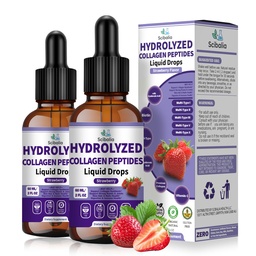 2 Pack Multi Collagen Peptides Liquid Drop with Types I, III, V, X, Hyaluronic Acid, Vitamin C, Biotin for Skin, Hair & Nail Health, Hydrolyzed Liquid Collagen High Absorption for Women & Men
