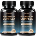 (Pack of 2) Magnesium Complex Supplement 600mg with with D3 K2 MK7 & B Vitamins High Absorption Capsules with Glycinate, Citrate & Malate,Taurate Relaxation,Muscle,Heart Support, Vegan 120 Capsules