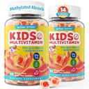 (2 Pack) 儿童多维塔明 Gummys 配铁,无糖,儿童每日维生素+亲生素,藻类Omega 3(EPA/DHA), A, C, D, Methy B12, Folate, B6, Zinc, Biotin, 健康生长,免疫支持