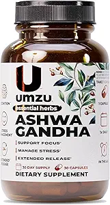 UMZU Ashwagandha 高级压力和科尔蒂索尔支助补编、记忆、焦点、认知、24小时扩展版(30天供应QQ30卡普勒)