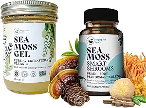 HAPPY FOX 大脑和身体方便卡普尔(Capsules Bundle) - 有机海 Moss Gel & Smart Shrooms Capsules - 爱尔兰海 Moss & Mushroom Complex, Norotropic Brain 补充记忆和焦点