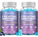 2 Pack 8000MG Creatine HMB Monohydrate Gummies with L-Taurine,Muscle Boosting,Energy Boosting,Vitamin B12, Men & Women,180 Blueberry Flavored Fudge,60 Days Supply