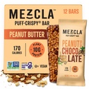 Mezcla Puff Crispy蛋白条、Gluten Free & Vegan蛋白条、10g蛋白条、Alt for Crispy Rice Treat、Granola Bars & French Bars、成人健康小吃、花生酱巧克力、12包