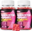 Quercetin Gummys - 含有维生素C和锌的Quercetin + Bromelain + 长老莓 + 维生素 D3-1200mg Quercetin 儿童及成年人豁免和过敏支持补充物(2包)
