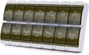 2周药盒 MOLN HYMY 7天药盒 一天2次 每周药盒 持有药剂 维生素 鱼油(绿色)