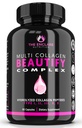 Collagen Pills - Beautify Multi Collagen Complex Capsules Type I, II, III, V, X | Extra Strength Hydrolyzed Collagen Peptides Supplements. Hair Skin Nails Vitamins, 1800mg Collagen Capsules (1)