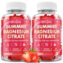 2 Pack Magnesium Citrate Gummies 600mg for Women Men, High Absorption Magnesium Supplement Gummies for Calm, Relaxation, Muscle Health, Vegan, Strawberry Flavor, 120 Count