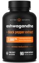 NutraChamps Organical Ashwagandha Capsules, 2000 mg Adrenal Fatigue, 甲状腺素和Mood 支持 Ashwagandha 补充剂, Ashwagandha 根粉和柠檬肉, 高级吸收黑辣椒