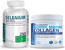 Bronson Marine Collagen Peptides Hydrolyzed Protein Powder 100% Wild Caught Nordic Cod + Selenium 200 Mcg for Immune System, Thyroid, Prostate and Heart Health