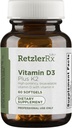 HormoneSynergy Vitamin D3 5000 Plus K2 by Dr. RetzlerRx - 2-in-1 Support* - High Potency, Bioactive - 5,000 IU D3 & 110 mcg K2 Menaquinone-7 (MK-7)